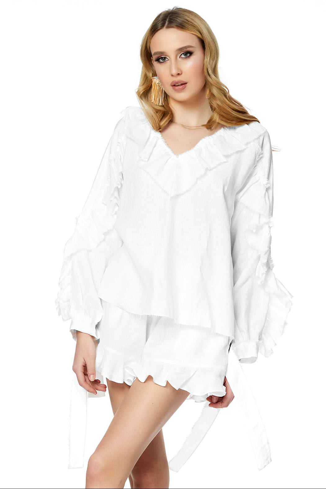 Rita white linen blouse