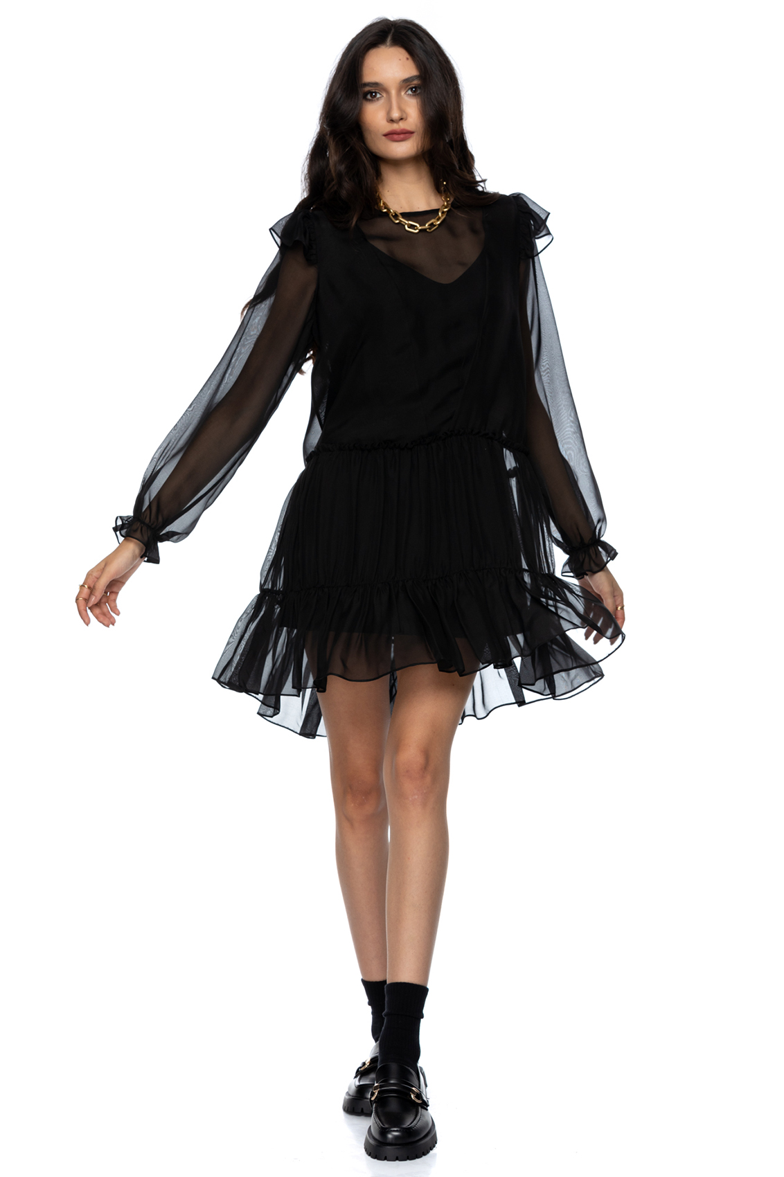 Clarissa mini black silk dress