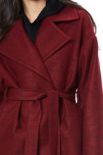 Palton din lana bordo cu cordon Cooper