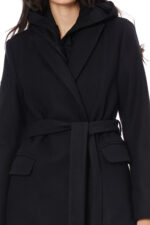 Palton negru din lana cu cordon Akira