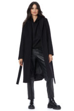 Palton negru din lana cu cordon Akira